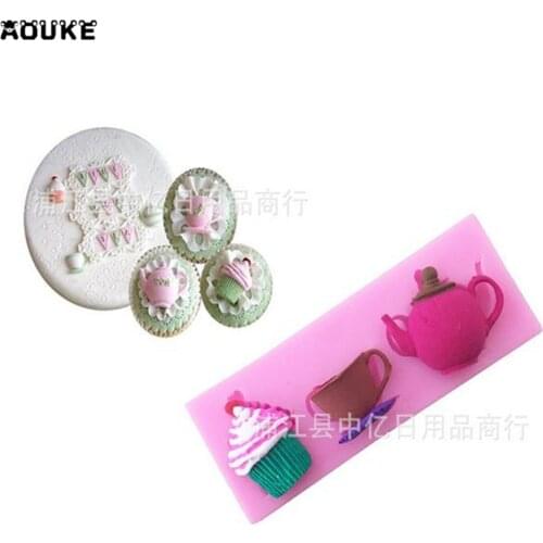 DIY Tools for Cake Decoration Teapot Ice cream Cups Cartoon Chocolate Liquid Silicone Pastry mould Pudding Ice Cube Soap Molds