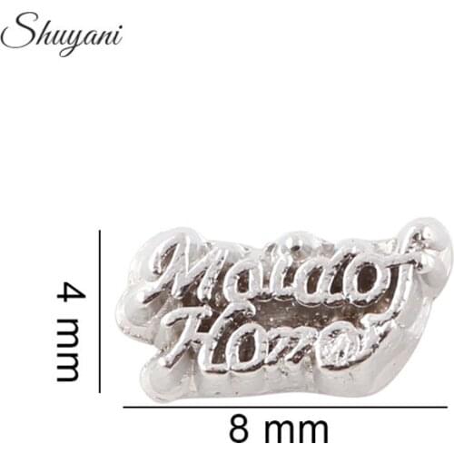 F373 Whoelsale 20pcs /lot Silver Letter Maid of Honor Charms Fit Memory Glass Floating Locket Wedding Jewelry