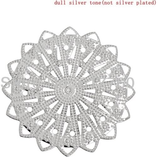 Free shipping-50Pcs Jewelry Findings DIY Wraps Connectors Findings Flower Silver Tone Hollow 3.5cm x 3.5cm, J0581