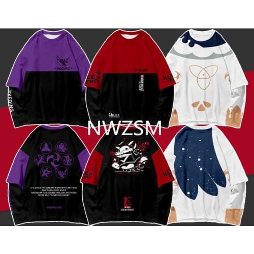 Genshin Impact Surrounding the fleece Keqing Klee Fischl Long sleeve T-shirt two pain clothes COS animation second yuan clothes