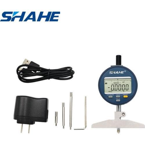 Shahe 0-100 mm 0.001 mm Digital LCD Depth Gauge Indicator With Rechargeable Battery Depth Measuring Tools