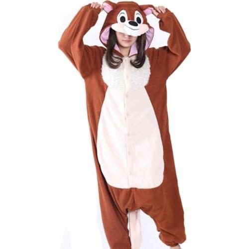 HKSNG Adult High Quality Winter Warm Animal Brown Chipmunk Kigurumi Onesie Christmas Family Cute Party Pajama