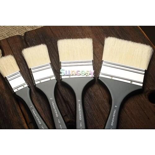 HWAHONG Artist Background Painting Paint Brushes Wide Flat Flat Brush 145 Series, Hog Bristles Brush, Art Supplies