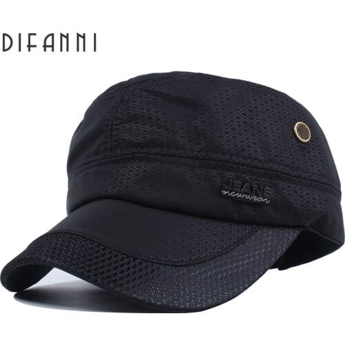 Difanni new high-grade cap with Mesh visor flat cap solid color baseball caps snapback cap For old men outdoor breathable