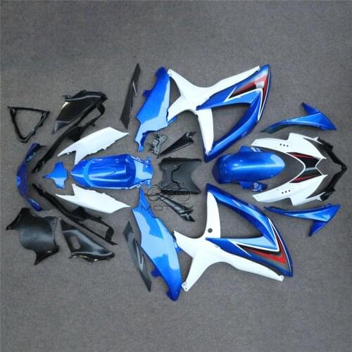 Uv painted fori GSXR600 2008 - 2010 K8 Body Kits GSX-R600 08 10 White Blue Fairings GSXR 600 09 10 Fairing Kits Unpainted