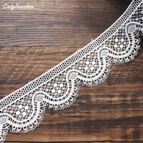 2 Yards Black White Water Soluble Lace Trim Ribbon Embroidery Lace Fabric Handmade Dress Edge Sewing Supplies DIY Crafts Trims