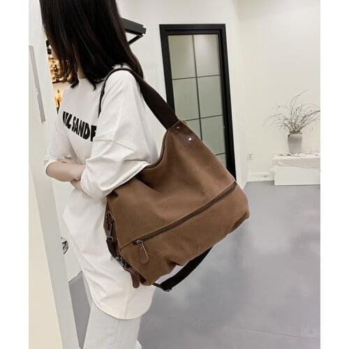 Fashion Trendy Portable Messenger Bag Spring and Summer New Shoulder Bag Canvas Hit Color Casual Womens Large Capacity Tote Bag