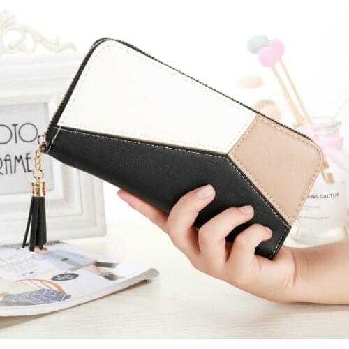 Fashion Ladies Wallet Women Long Wallets Zipper Purse Patchwork Panelled Wallets Big Capacity Clutch Money Bag Card Holder
