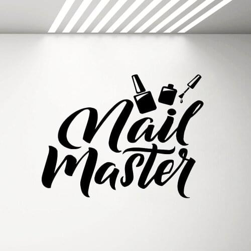 Nail Master Wall Stickers for Girls Room Beauty Quote Vinyl Wall Decals Salon Decoration Mural Nail Polish G741