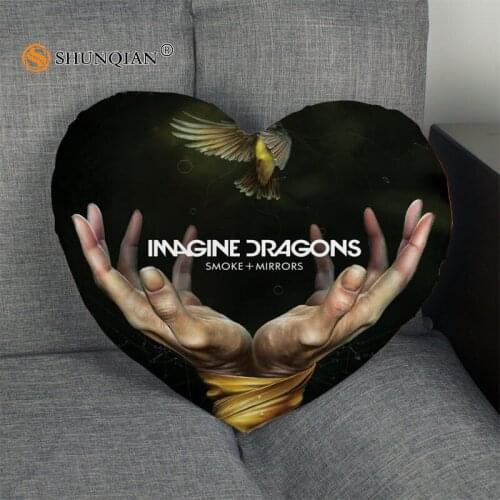 Imagine Dragons Heart Shape Pillow Cover Custom zipper Pillowcase Just Cover No Core Size 41x36cm,47x42cm