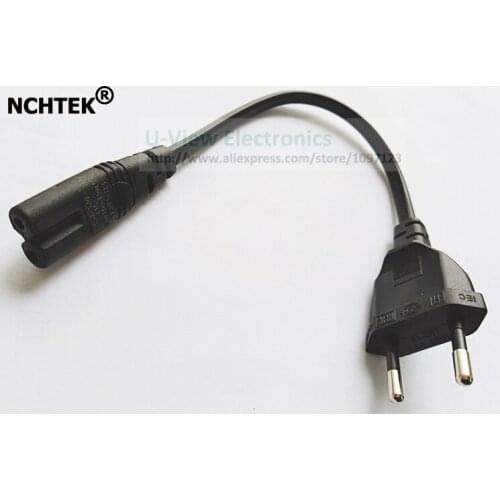 NCHTEK Short Travel Camera Power Cable,Eu Round 2Pin Male to IEC320 C7 Socket Cord For Digital Camera/Free DHL Shipping/100PCS