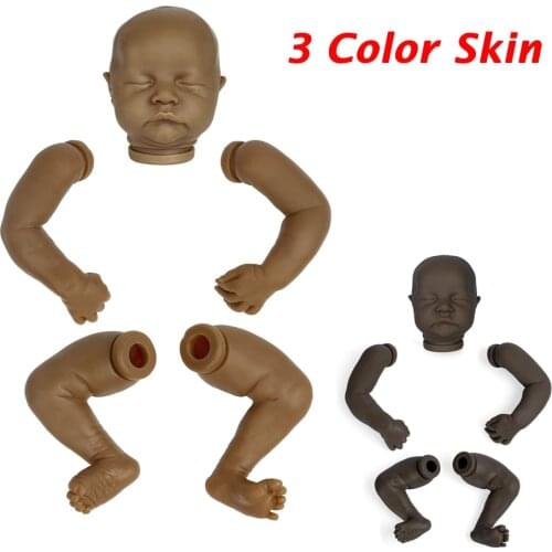 RSG Unpainted Unfinished Doll Parts Black Levi Bebe Reborn Doll 17 Inches Lifelike Newborn Reborn Baby Vinyl DIY Blank Doll Kit