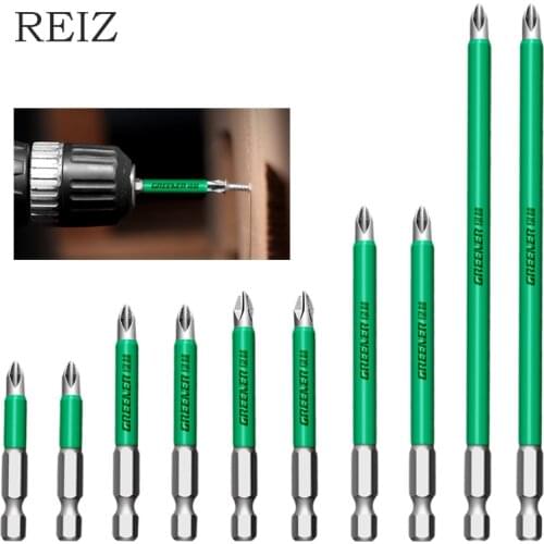 REIZ 25-150mm Screwdriver Drill Bits Set PH2 Magnetic Anti-Slip Sleeve Hex Shank S2 Alloy Manual Electric Drilling Repair Tool