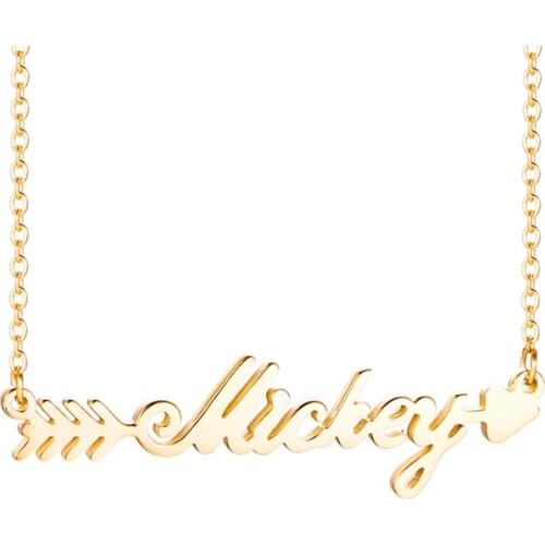 Customized Name Letter Necklace Women Personalized Arrow Gold Color Word Chain Necklaces Nameplate