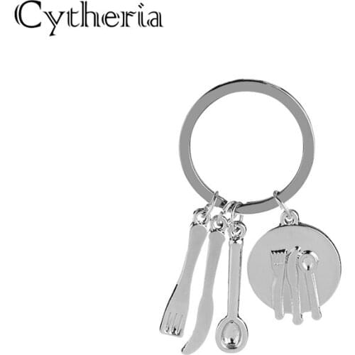 Tableware Key chains women Spoon knife fork Key ring dish car Key Holder for selfles mom Kitchenware Keyring backpack rings girl