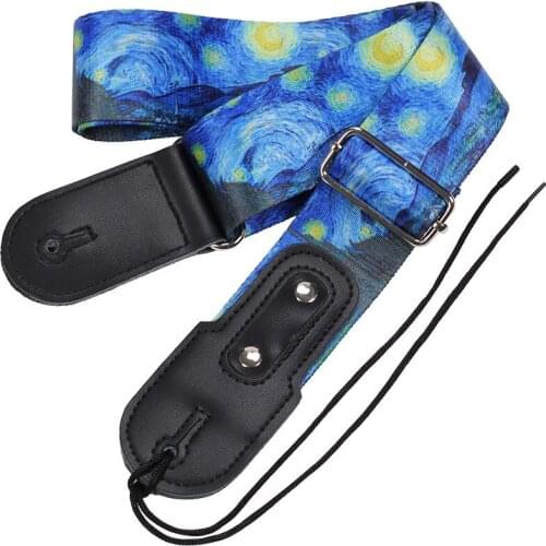 Adjustable Van Gogh The Starry Night Guitar Strap for Acoustic Electric Bass Guitar Musical Accessories