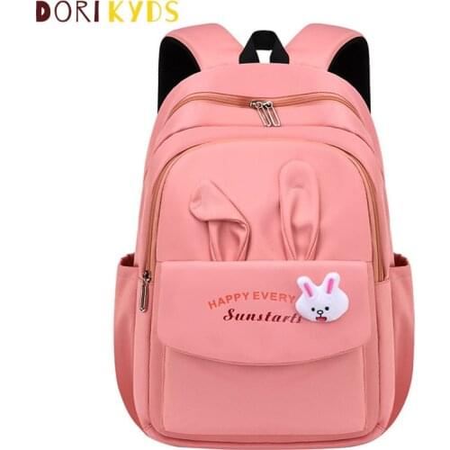 DORIKYDS Cartoon Rabbit Girls Backpack High Quality Nylon Leisure School Bag Waterproof Travelling Rucksack for Children Mochila