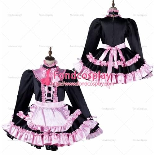 Sissy maid satin dress lockable Uniform cosplay costume Tailor-made[G2169]