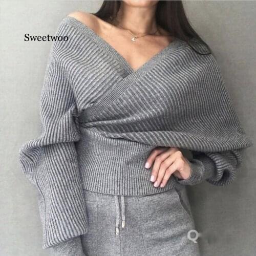 Sexy sweater sweater knitted sportswear two-piece suit