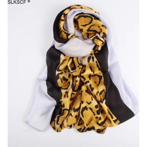 [SLKSCF] 180X70CM Classic Design silk scarf 100% silk scarves leopard print silk scarf female