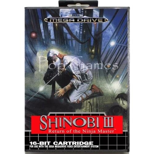 Shinobi 3 with Box for 16 bit Sega MD Game Card for Mega Drive for Genesis Video Console