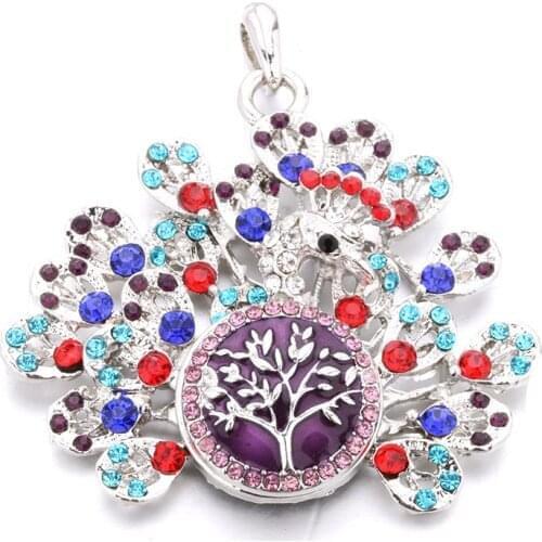 Interchangeable peacock Ginger 274 Snap Button Pendant Necklace Jewelry Fit 18mm Snap Button Charm jewelry For Women Gift