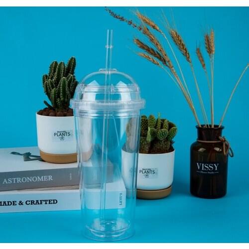 20oz Milk Tumbler With Dome Lids Double Wall Plastic Drink Cups With Straw New