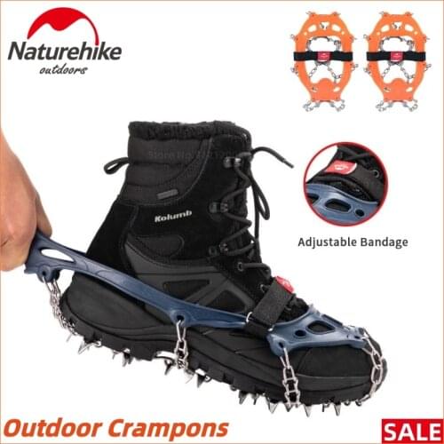 Naturehike Outdoor Climbing Crampons Hiking Non-Slip Winter Walk 25 Teeth Ice Fishing Snowshoes Steel Slip Shoe Covers Anti Skid