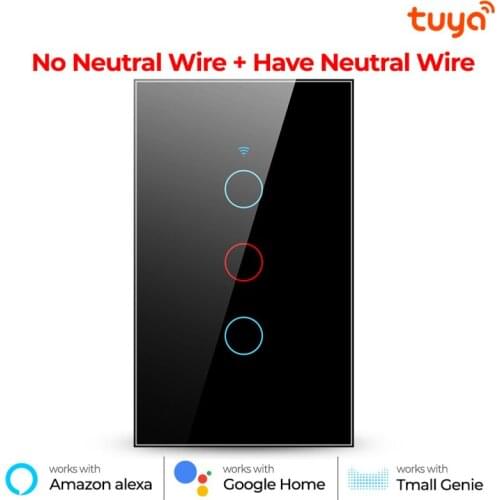 1/2/3/4 gang TUYA WiFi+433MHZ Smart Touch Switch Home Light Wall Button for Alexa and Google Home Assistant US Standard