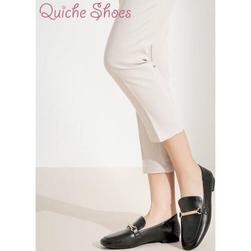 2021 NEW Women Slip On Leather Loafers Autumn Ladies Metal Flat Shoes Female Sewing Solid Comfort Casual Woman Light Flats Shoe