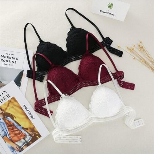 Women Bralette Sexy Lace Bra Deep V-lace Thin Underwear Comfortable Cup Lingerie Ring-Free Ventilation Bra Thin Seamless Bra80
