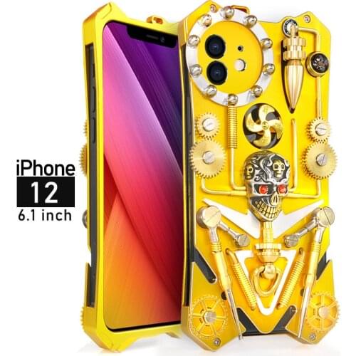 Zimon Luxury New Arrival Gothic Skull Gear Rotation Skeleton Shockproof Protection Case Shell For iPhone 12 Pro