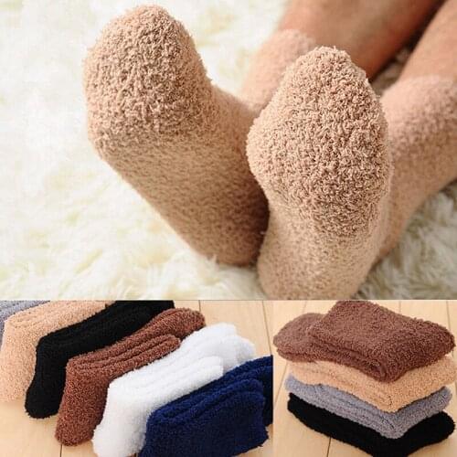 1Pair Cute Soft Elastic Coral Velvet Socks Indoor Floor Towel Socks Breathable Winter Warm Fluffy Socks In Womens Socks