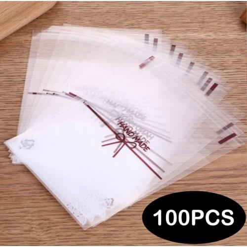 100Pcs Seal Transparent Clear Plastic Bag Food Biscuit DIY Baking Cake Decoration Gift Cookie Packing Ziplock Bags