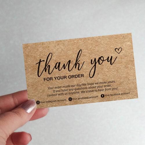 100Pcs Thank You Card Natural Kraft Paper Thank You For Your Order Labels Small Business Commercial Custom Cards Decor Labels