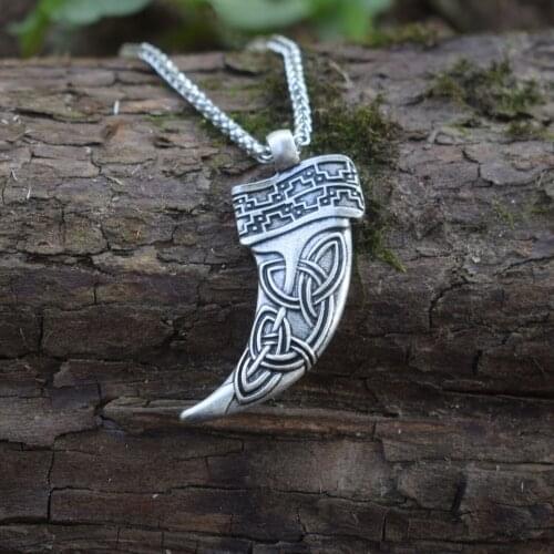 12pcs Celtics Wolf Teeth Pendant Necklace Retro Lucky Jewelry Nordic Viking Amulet Gift