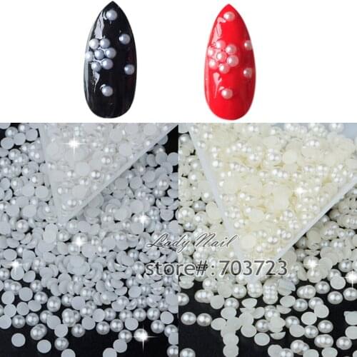 3mm White off-white Half Round Flat Back Pearls Shiny ABS Scrapbook Gems Beads for Nail Art Phone Jewelry DIY Decoration 1000pcs