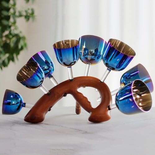 5th octave 8pcs one set chakras set clear crystal singing bowls C D E F G A B C6 note with wood bracket