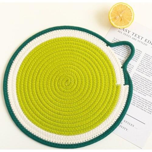 6/4/2 pieces of watermelon placemats placemats round placemats polyester-cotton woven placemats heat insulation pot holders