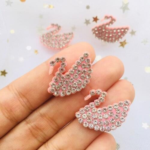 60pcs Duck Swan Padded Rhinestone Applique for DIY Clothes Craft Shoes Hat Headwear Decor Patches