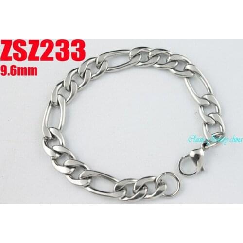 9.6mm Figaro chain stainless steel brace lace fashion bracelet 3:1 NK womens fashion Jewelry 20pcs ZSZ233
