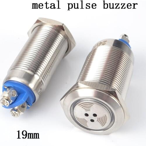 Free shipping 19mm Metal pulse buzzer Waterproof oil-proof press button with LED flash light screw connection metal alarm