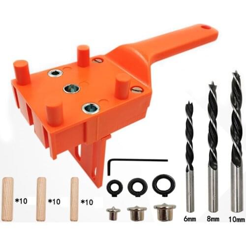 Free Shipping Woodworking Dowel Jig with 6 8 10mm Drill Bits Wood Drilling Doweling Hole Saw Tools Drill Guide with Carpenters