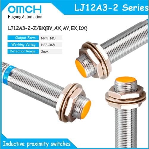 OMCH M12 2mm DC6~36V Cylinder Inductive Proximity Sensor Switch LJ12A3-2-Z/BX/AX/CX/BY/AY/CY/EX/DX 2/3/4-wire PNP/NPN NO NC