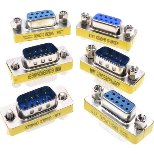 DB9 9Pin/ Female To Female/ Female to Male/ Male to Male/ Mini Gender Changer Adapter RS232 Serial Connector