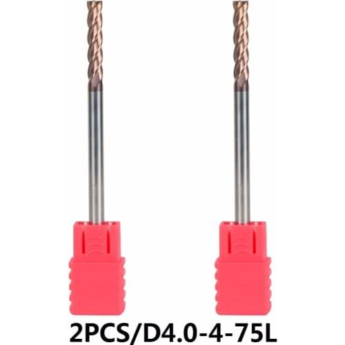 2pcs/lot D4-4-75 4 Flute Flattened Head CNC Milling Cutters Carbide End mills HRC55 Top Quality Tungsten Steel End Mills
