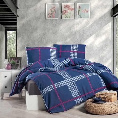 Duvet Cover Set Navy Blue, Organic, Cotton, Stone Wash, No Ironing Required, Queen Duvet Cover Set