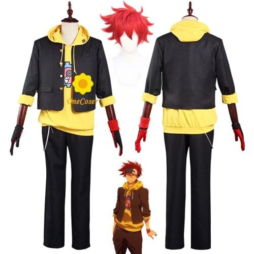 Anime SK8 the Infinity Reki Cosplay Costume SK Sweater Red Wig Headwear Gloves Outfits Halloween Carnival Suit Uniform Men