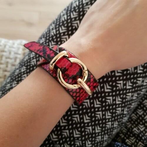 Red Green Snake Geometric Girl Trendy Fashion Leopard Print Leather Bracelets Women Vintage Bangle Female Wedding Jewelry