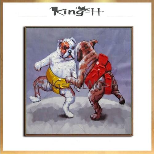 Colourful Animal Funny Dog Wall Picture Hand Painted Decorative Dog Canvas Oil Painting Wall Art Home For Bedroom